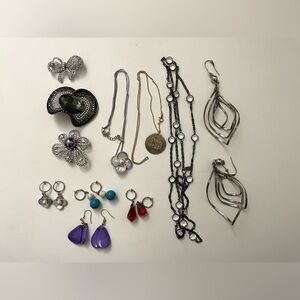 Assorted jewelry bundle earrings, necklaces and brooches